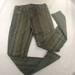 7 for all mankind green snakeskin jeans Gwenevere ankle 5 pocket women's size 24